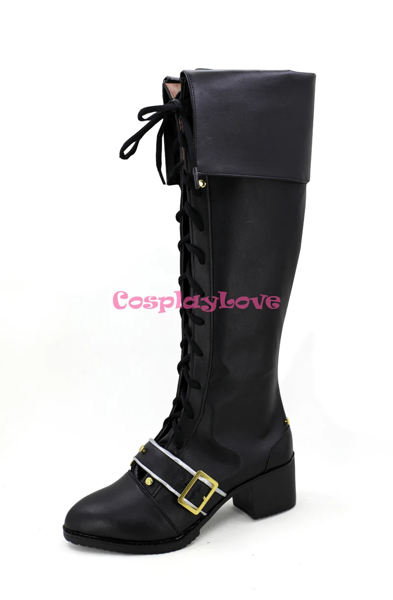 CosplayLove Ensemble Stars Ogami Koga Black Cosplay Shoes Boots Leather Custom Made (2)