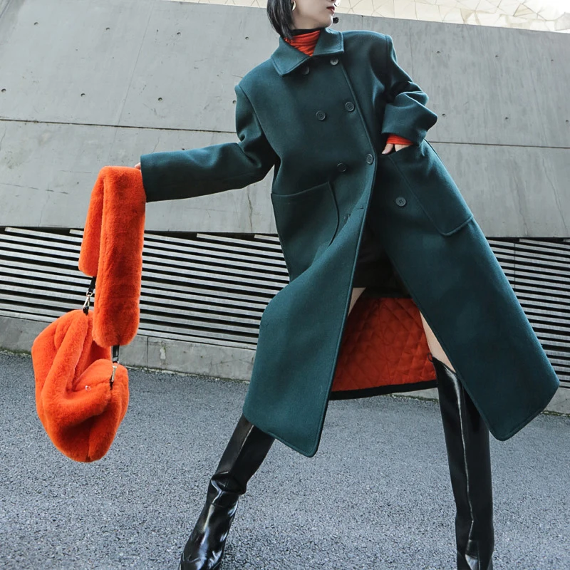 [EAM] Women New Fur Mini-bag Two Ways Wear Orange Personality Accessories Fashion Tide All-match Spring Autumn 19A-a811