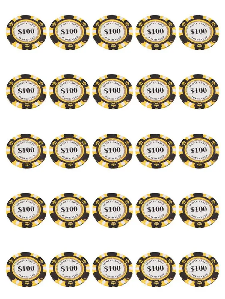 25PCS Poker Gaming Chips Entertainment Dollar Coins 14g Printing for Gaming Tokens Plastic Coins Poker Chips Set