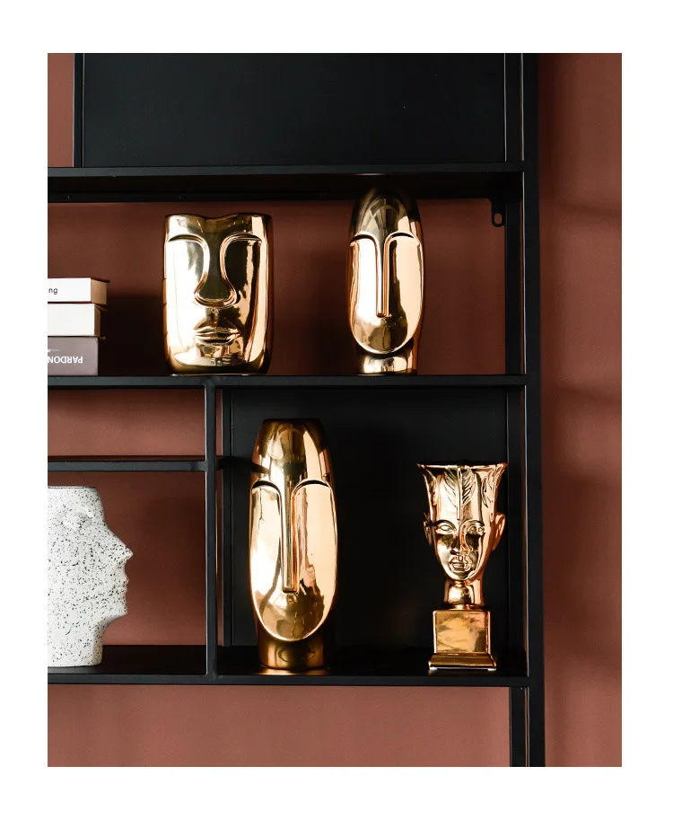 Nordic Light Luxury Gold Face Ceramic Vase Home Window Decoration Vase Flower Art Decoration