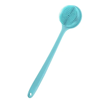 

Silicone Bath Body Brush with Long Handle for Shower with Soft Bristles-Blue