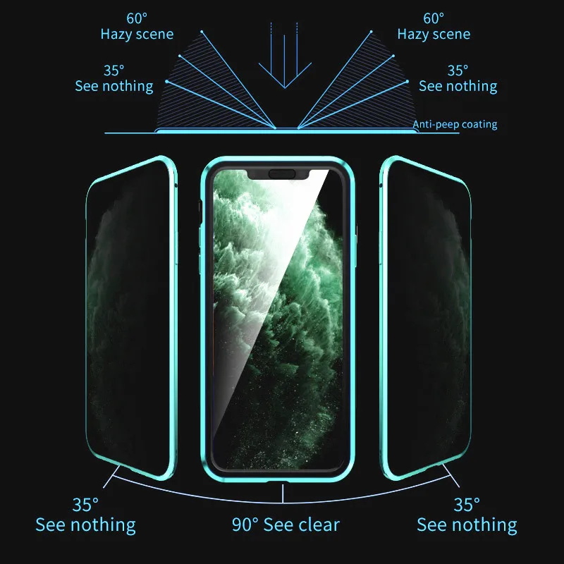 Магнитный стеклянный чехол для Samsung S20 Ultra S10 S8 S9 plus антишпионский защитный Galaxy Note 8