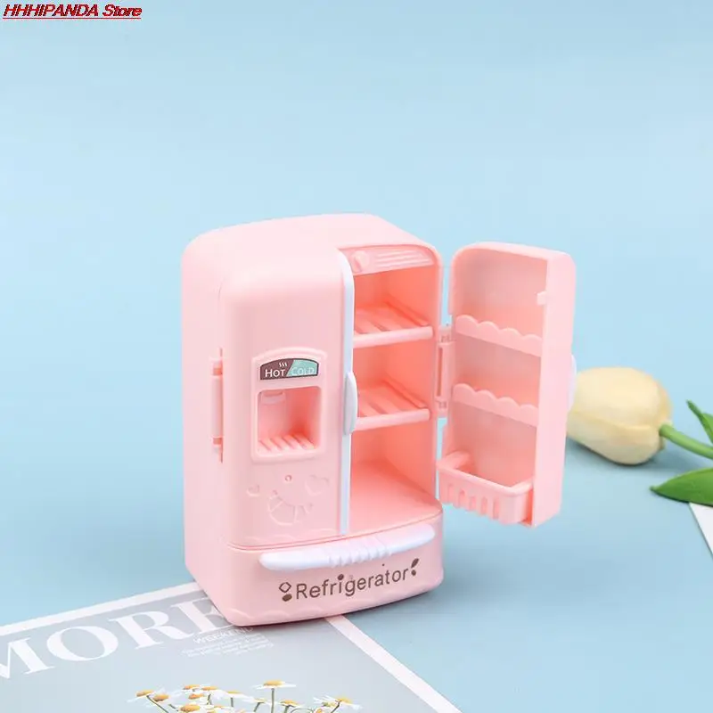 1Pc 1/12 Miniatura Per Casa Delle Bambole Rosa Frigorifero Frigorifero Congelatore Per Bambole Mobili Da Cucina Stoviglie Accessorio Decorazione