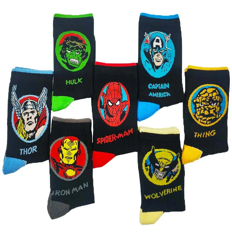 

Avengers Marvel cartoon socks Batman superman Spiderman cosplay Fashion sock novelty Funny Casual men sock Spring Summer Hot