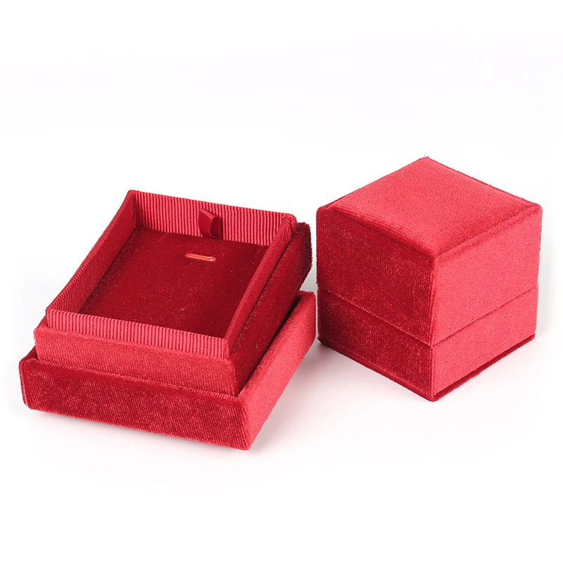 

Velet Red Square Necklaces Box Jewelry Display Storage Gift Cases 6 Colors For Women Jewellery Earrings Diamond Rings Organizers