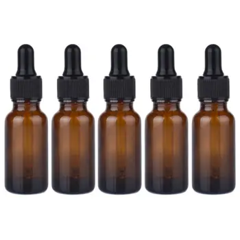 

5Pcs Essential Oil Amber Glass Dropper Bottles Perfume Empty Refillable Jars K1KB