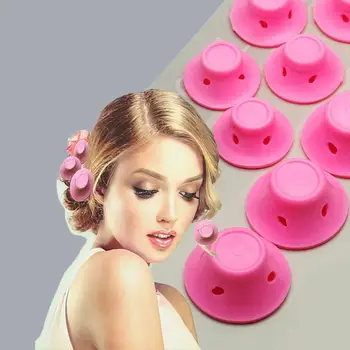 

Curlers Mushroom Bells Curlers PVC Bags The Same Curlers of Great Lady Mr. Messer Pink Blue Silicone Not Hurting Hair