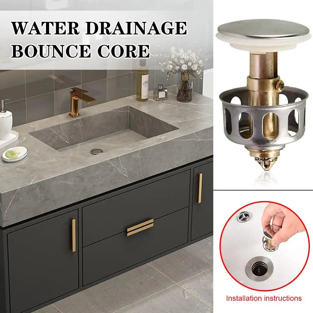 4 PCS Universal Wash Basin Core Bounce Drain Filter Pop Up Bathroom Sink Plug 