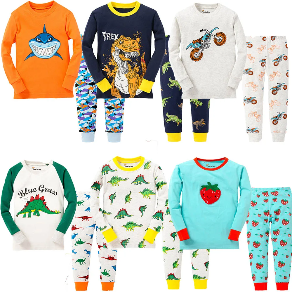 Long Sleeve Cotton Animal Cartoon Boys Kids Baby Children Pajamas Sets Girl Pajamas Children 2 3 4 5 6 7 8 Years cotton pajamas set