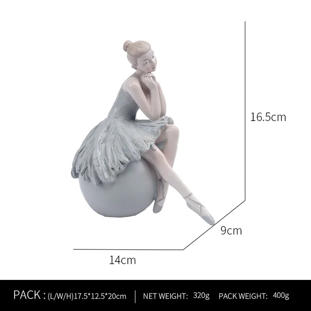 Ornaments For Home Cute Girl Rabbit Elephant Horse Statues Sculptures Figurines For Interior Room Decor Living Room Decoration Ballet girl A