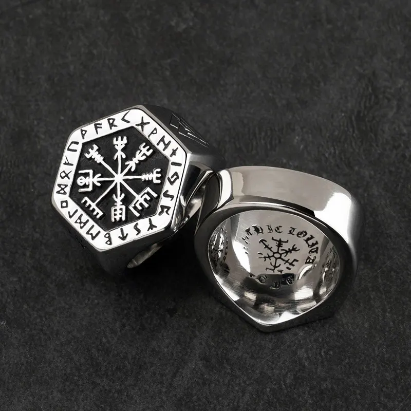 Vegvisir кольца из нержавеющей стали для мужчин Скандинавская мифология Руна викингов индекс кольцо Модные ювелирные изделия