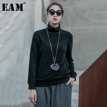 

[EAM] Women Multicolor Brief Temperament Cashmere T-shirt New Turtleneck Long Sleeve Fashion Tide Spring Autumn 2020 19A-a812