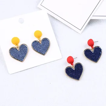 

Fashion Retro Heart Stud Earrings Female Contracted Cloth Small Student Stud Earrings Accessories Earrings For Women