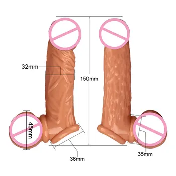 Silicone Man Reusable Condoms Penis Sleeve Extender Cock And Ball Ring Penis Scrotal Bound Ring Delay Ejaculation Condom 3