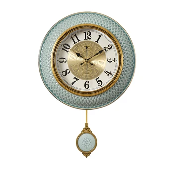 

Hanging Fashion Wall Clock Living Room Metal Light Luxury Wall Clocks European Style Mute Zegar Na Sciane Home Decoration EF50WC