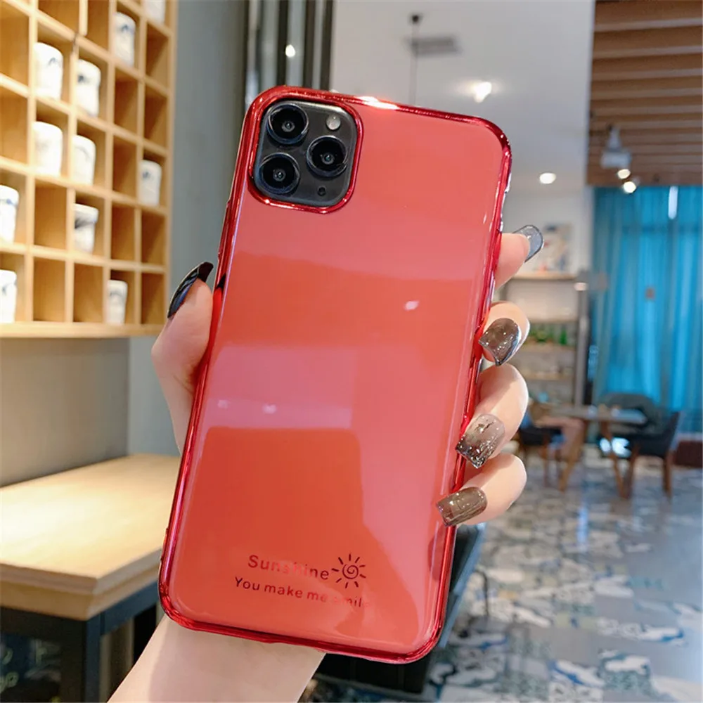 GTWIN модный гальванический солнцезащитный чехол для телефона iPhone 11 11Pro Max XR XS X XS Max 7 8 6 6S Plus противоударный защитный чехол - Цвет: Оранжевый