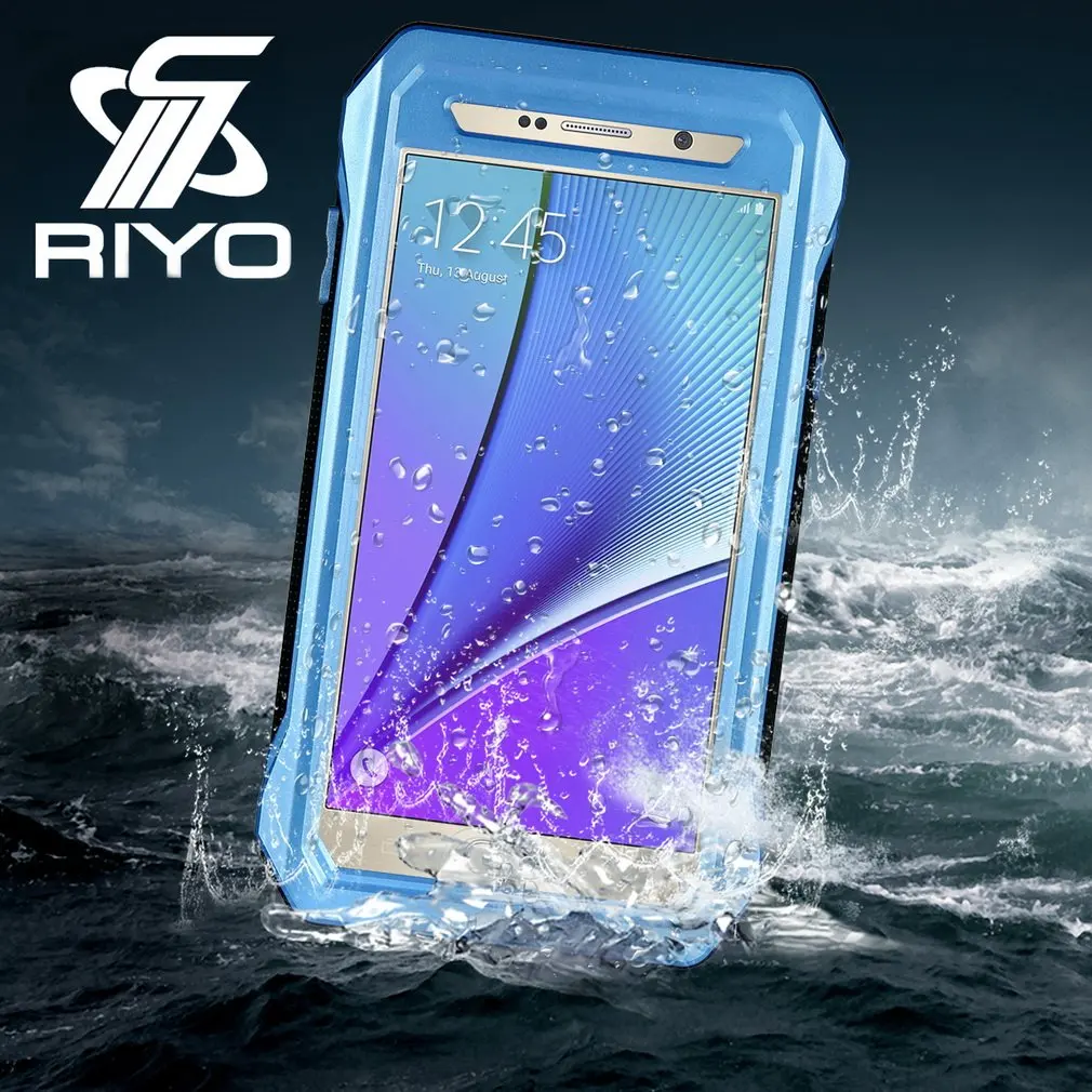 Waterproof Shockproof Dirt Snow Proof Case Cover W/Stand for Samsung Note5 - Цвет: Blue