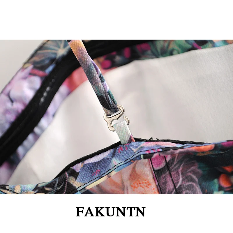 FAKUNTN Women's Cami French Retro Oil Painting Style Crop Tank Top Female Cami Fashion Sexy Sleeveless Top On Thin Straps Women