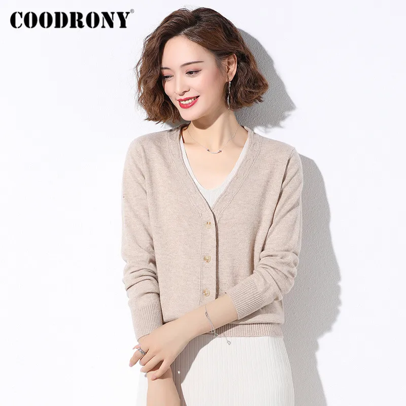 COODRONY Brand V-Neck Soft Wool Cardigans Women Autumn Winter Streetwear Fashion Knitted Casual Slim Fit Sweaters Female W1047