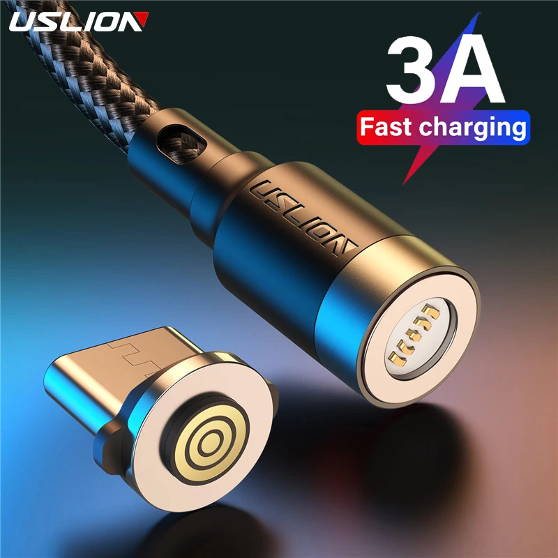 Магнитный зарядный USB-кабель USLION 3A USB Type C кабель для быстрой зарядки iphone 13 Xiaomi