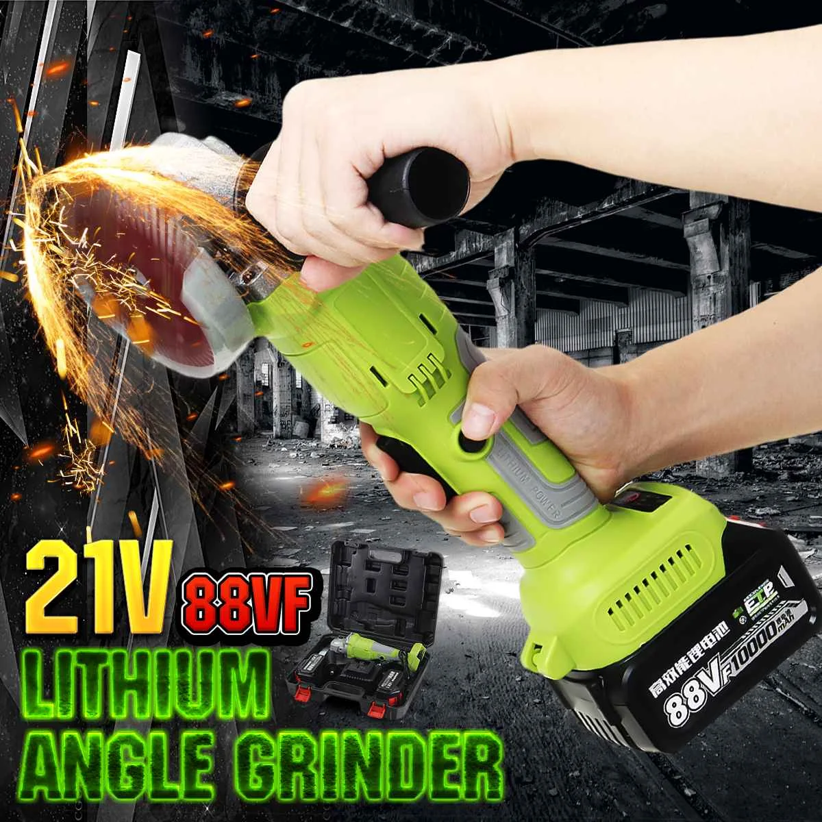 

Doersupp 21V 8000r/min Angle Grinder Cordless Brushless Lithium Electric Cutting Grinding Machine with Two Lithium Battery
