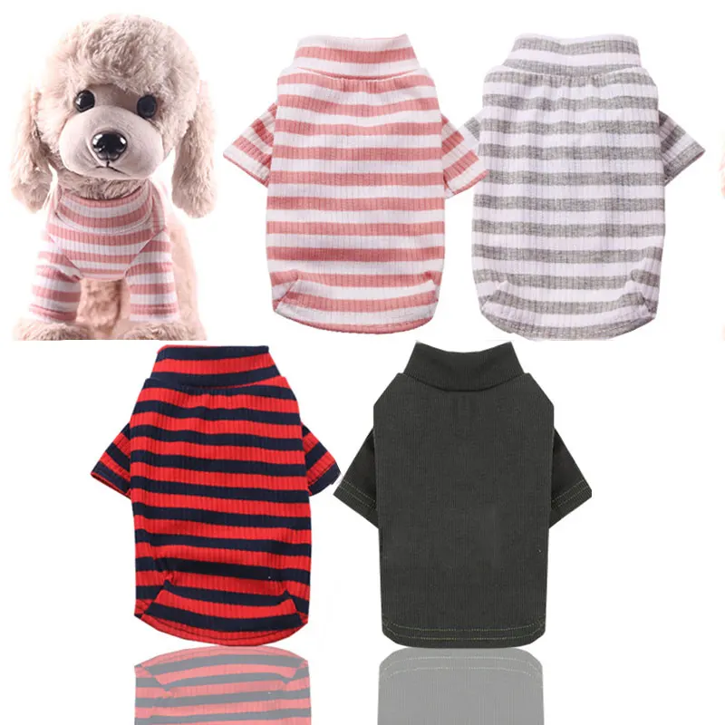 Dog T Shirt Pet Dog Clothes Vest Cotton Costumes Apparel with Colorful Stripe 
