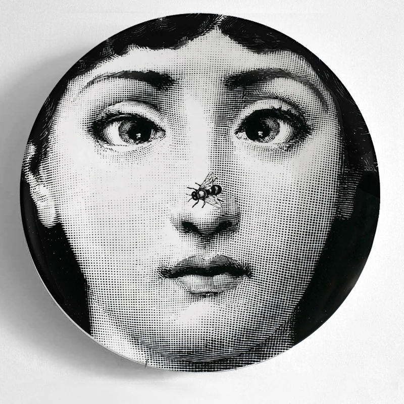 Топ Моды Milan rosenthal Piero fornasetti тарелки цвет черный и белый иллюстрации подвесные блюда образец комнаты дома отель украшения - Цвет: 10