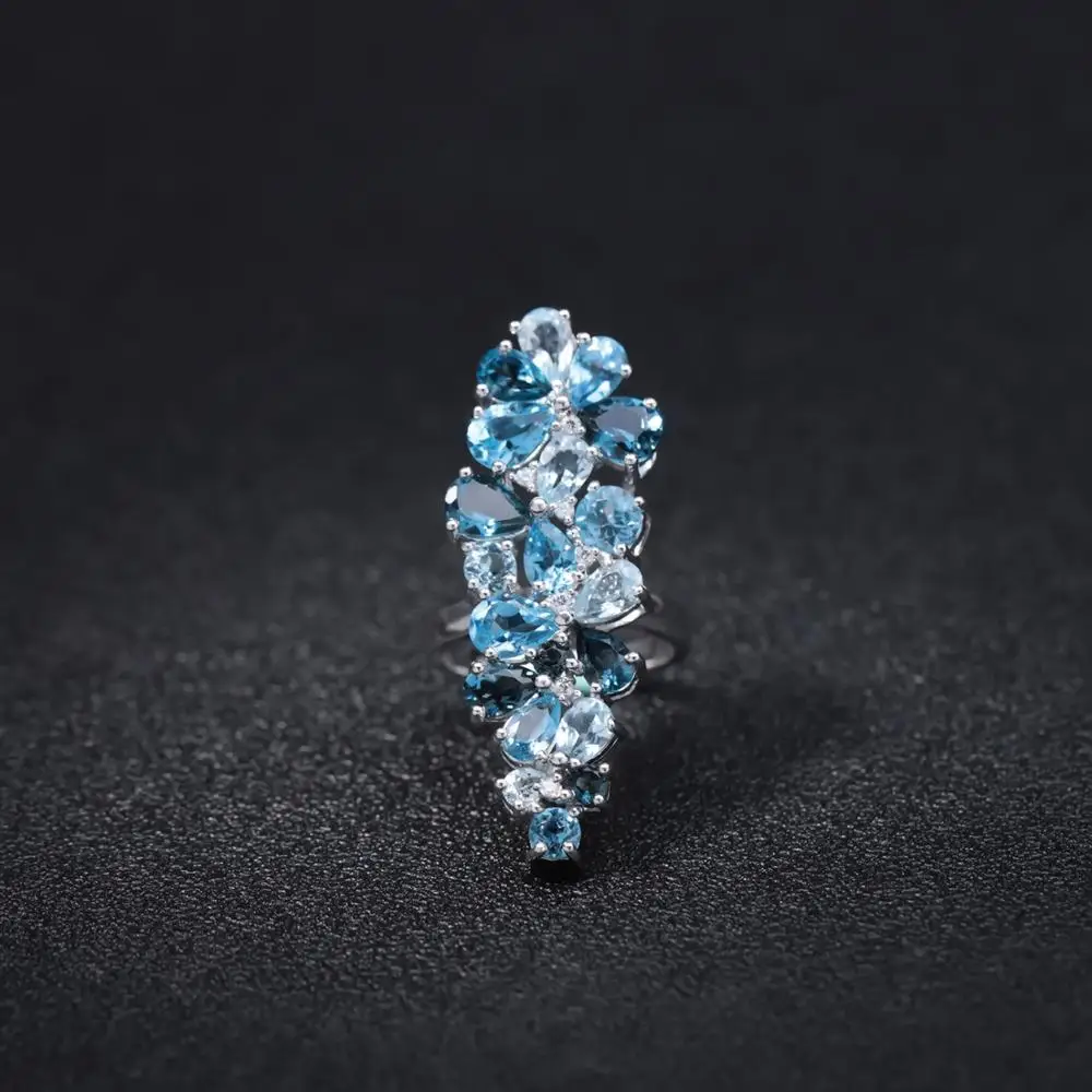 1ct Natural London Blue Topaz Ring Vintage Rose Gold Ring Round Gemstone Engagement Ring Crystal Healing Ring December Birthstone Gift Women