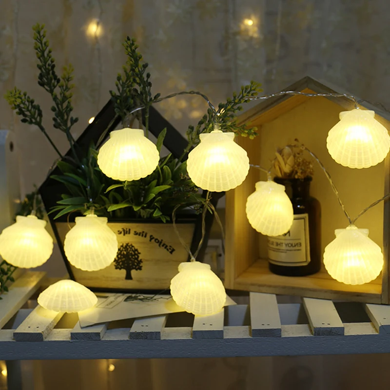 

3M 20LEDs 1.5M 10LEDs LED Shell String Lights Christmas Tree Wedding Party Decoration Fairy Lights Battery Lighting