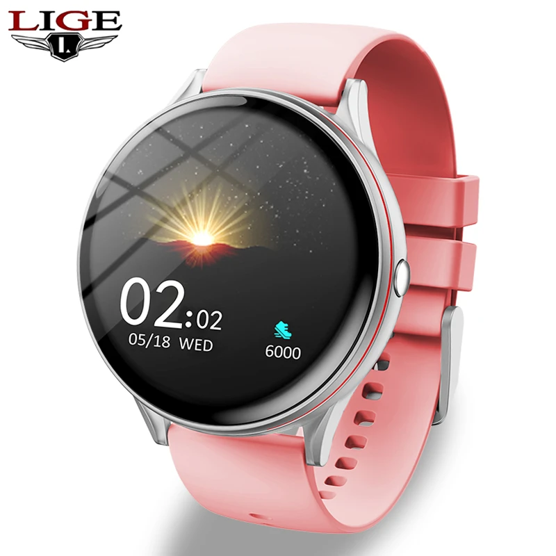 

LIGE 2020 New Full Touch Screen Smart Watch Women Multifunctional Sport Heart Rate Blood Pressure IP67 Waterproof Smartwatch+Box