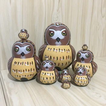 

1 PC Superposed Dolls Lovely Colorful Owl Pattern Russian Stacking Doll Collection Toy for Adults