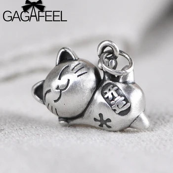 

GAGAFEEL Pure Silver 990 Good Luck Kitten Pendant Retro Matte Fashion Accessories Clavicle Chain Pendant Female Without Chain