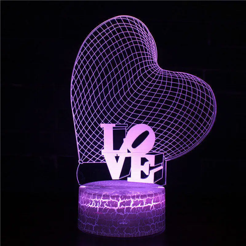 Creative 3D Lamp Led Love Heart Illusion Night Light 3D Night lamp For Valentine Lover Gift Christmas Party Home Decoration - Испускаемый цвет: Heart 1