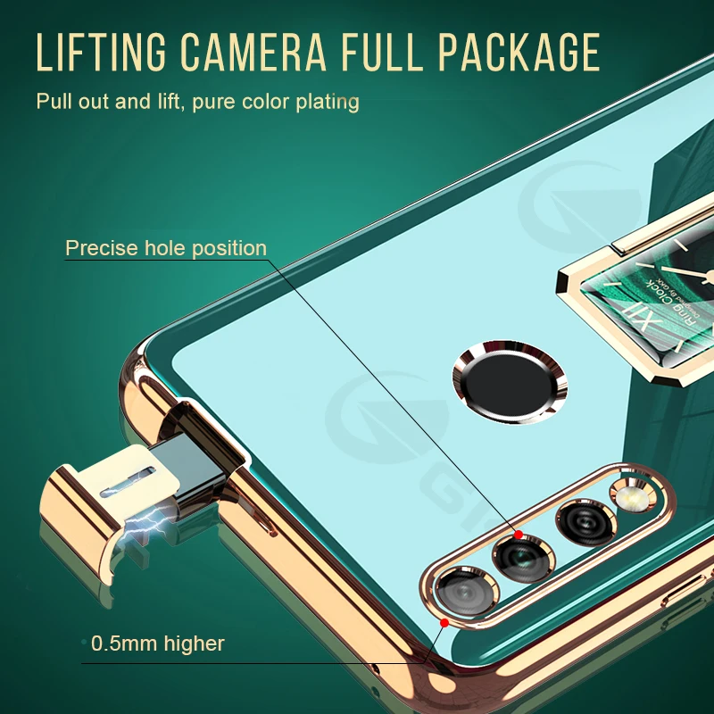 Luxury Ring Metal Bracket Phone Case For Huawei Honor X9C X8C 4G Slide Camera Protection Mobile Phone Cover