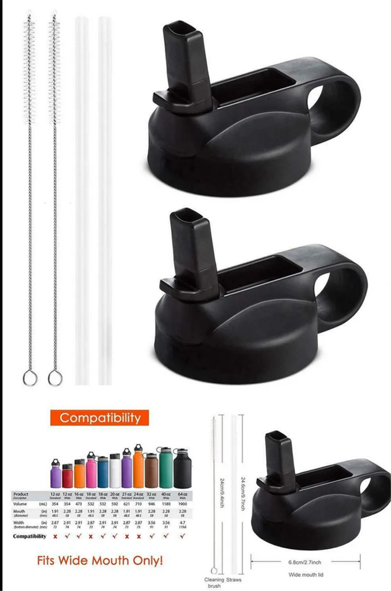 

Straw Lid Wide Mouth Flask Compatibility Vacuum Pipette Rotating HandleSport with Nozzle Cap PP Straw Cup Cover Water Drinking