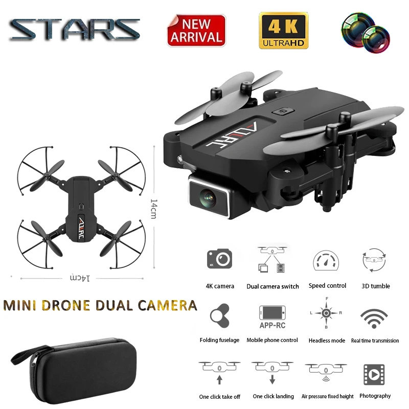 Mini Dron con cámara Hd 4k, Wifi, Fpv, presión de aire, mantenimiento de altitud, negro y gris, cuadricóptero plegable Rc, juguete, 2021