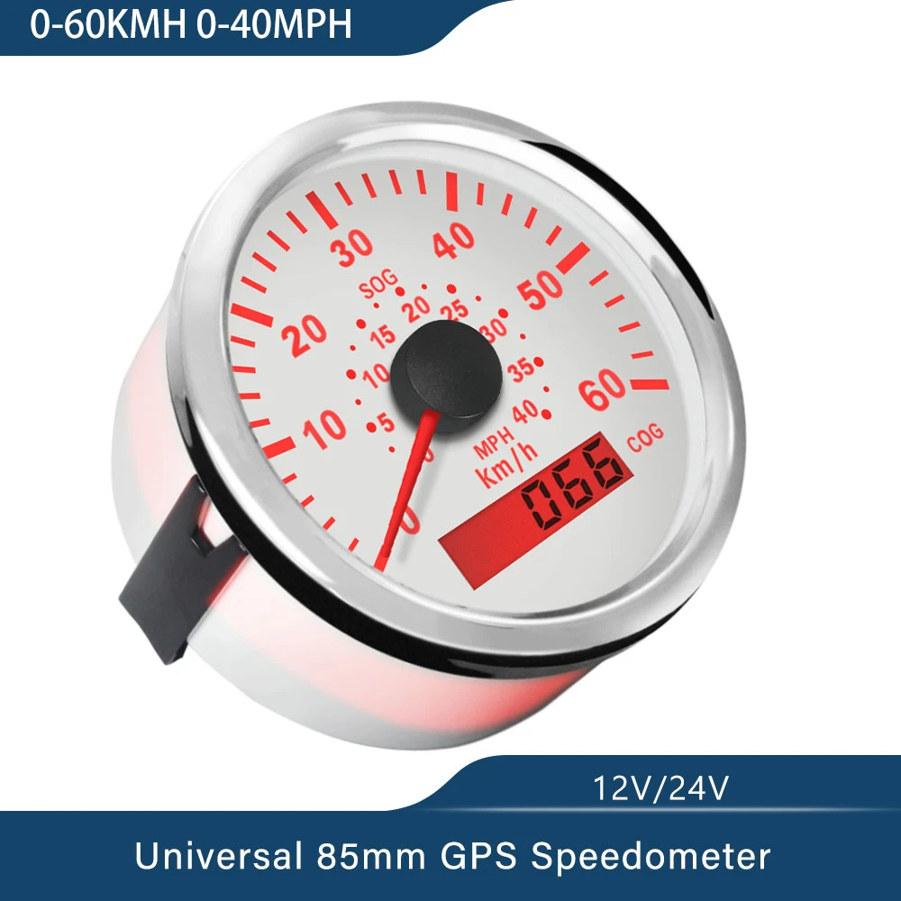 New Universal 85mm (3 3/8'') 60KM/H 40MPH GPS Speedometer For Boat