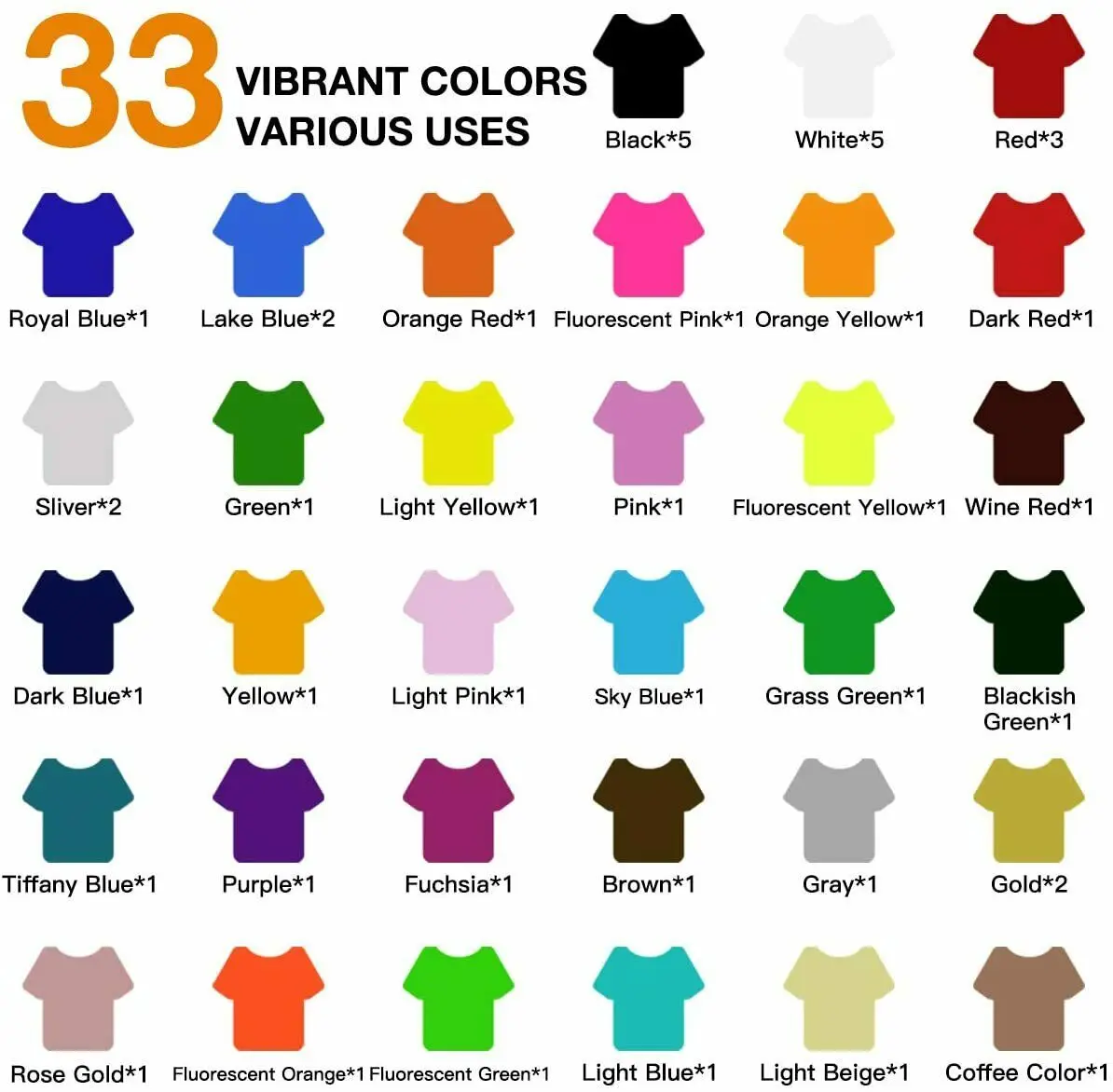 Premium 47Pcs Heat Transfer Vinyl for T-Shirts
