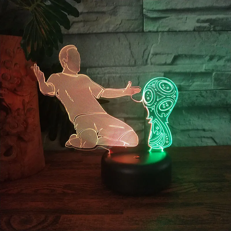 Soccor моделирование 3D led Настольная лампа USB 7 цветов Изменение ночной Светильник футболист вентиляторы подарки