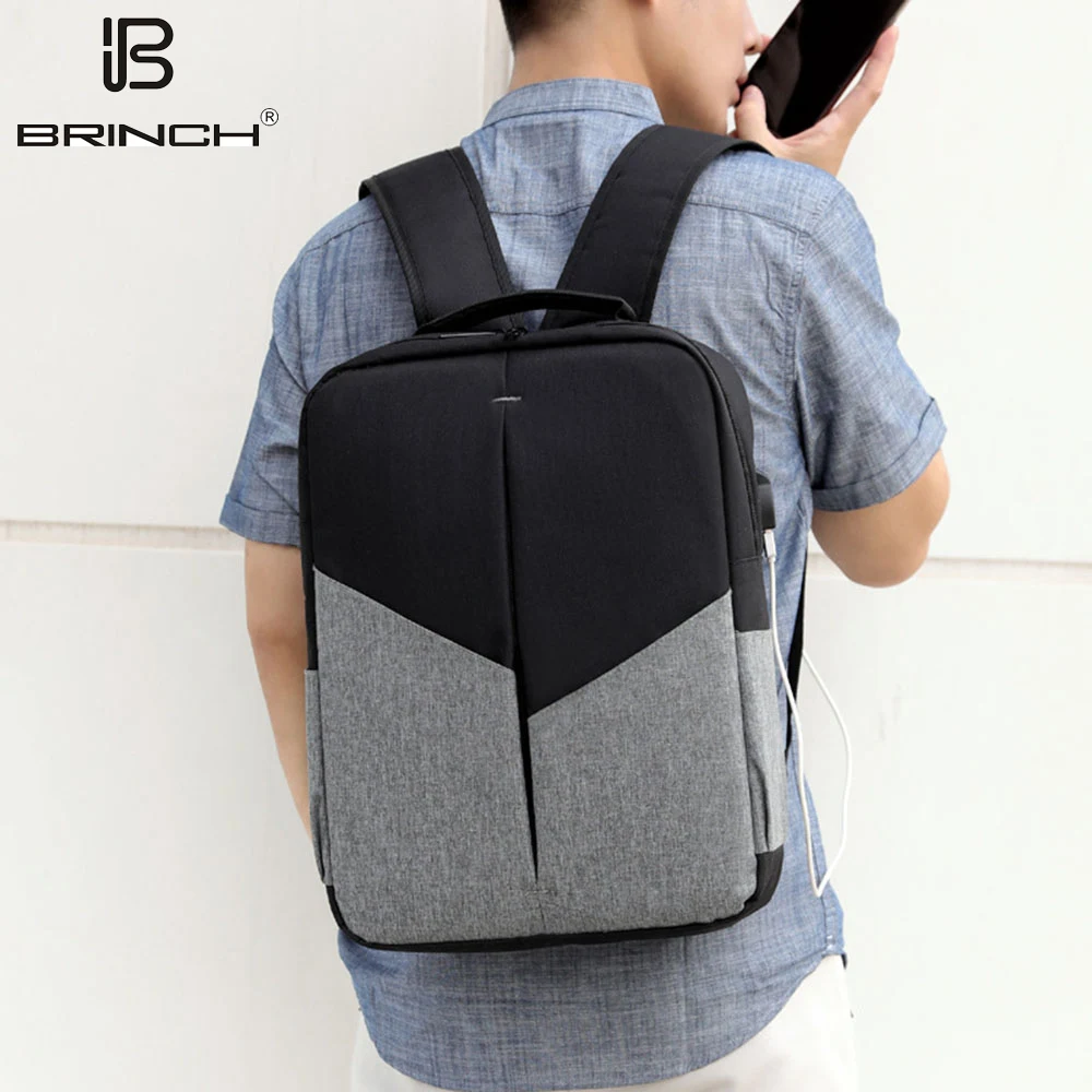 Brinch Повседневная usb зарядка Ноутбук Настольная Сумка дорожная школьная Водонепроницаемая рюкзак чехол для 15,6 дюймов Mackbook Pro Ноутбук hp Dell