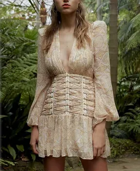 

Vintage Dress Top Quality Sexy Women Night CLub Long Sleeve Low Bosom Evening Party Dresses