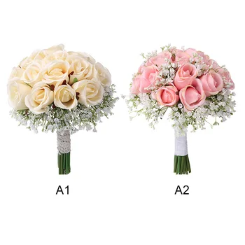 

Hand Holding Artificial Flowerb Bouquet for Wedding Bride Fake Flower Bouquet European Chaise Longue Rose Flower Home Decoration
