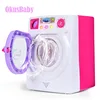 Eletronic Children Pretend Play Mini Roller washing machine With Sound and Lights emulational Water effluent Baby Girls Toy GIft 1