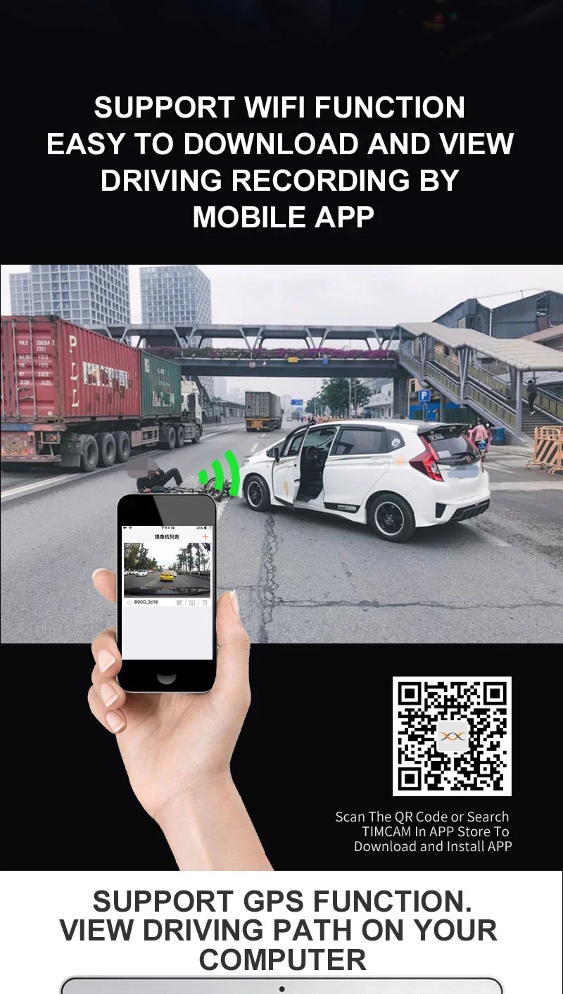 3 канала DashCam с магнитным креплением Поддержка Wi-Fi gps Функция автомобиля черный ящик