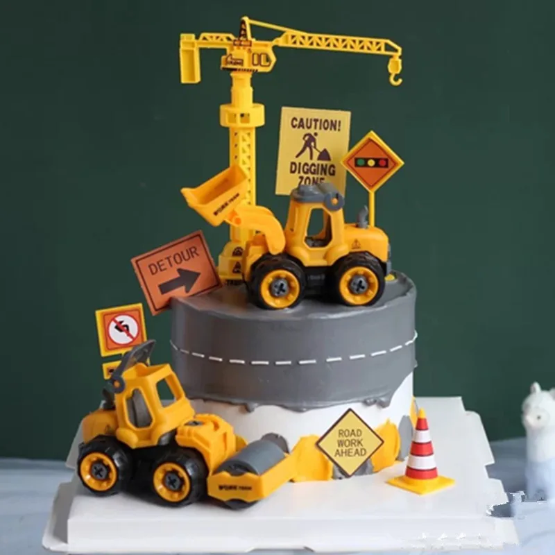 Construction Party Decor Cake Toppers Engineering Vehicle Car Decorations Baking Favor for Kids Baby Shower Birthday | Дом и сад