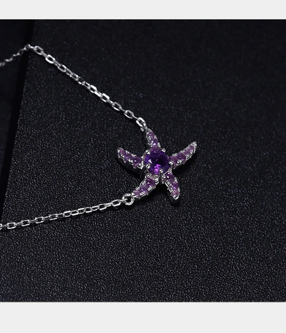 GEM'S балетное ожерелье в форме морской звезды 0.28Ct натуральный аметистовый драгоченный камень кулон 925 пробы серебро элегантные ювелирные изделия для женщин