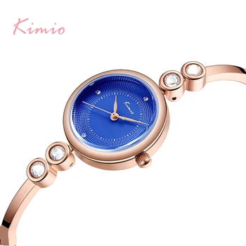 

NO.2 KIMIO Brand Blue Crystal Women's Bracelet Watch Mini Dail Unique Chain Linked Strap Luxury Ladies Quartz Watches For Woman