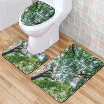 

Tree Print 3 Piece Bath Mat Set 3D Carpet Bathroom Rugs for Home Decot Anti-slip Toilet Rugs Toillete Seat Cover Bedroom Doormat
