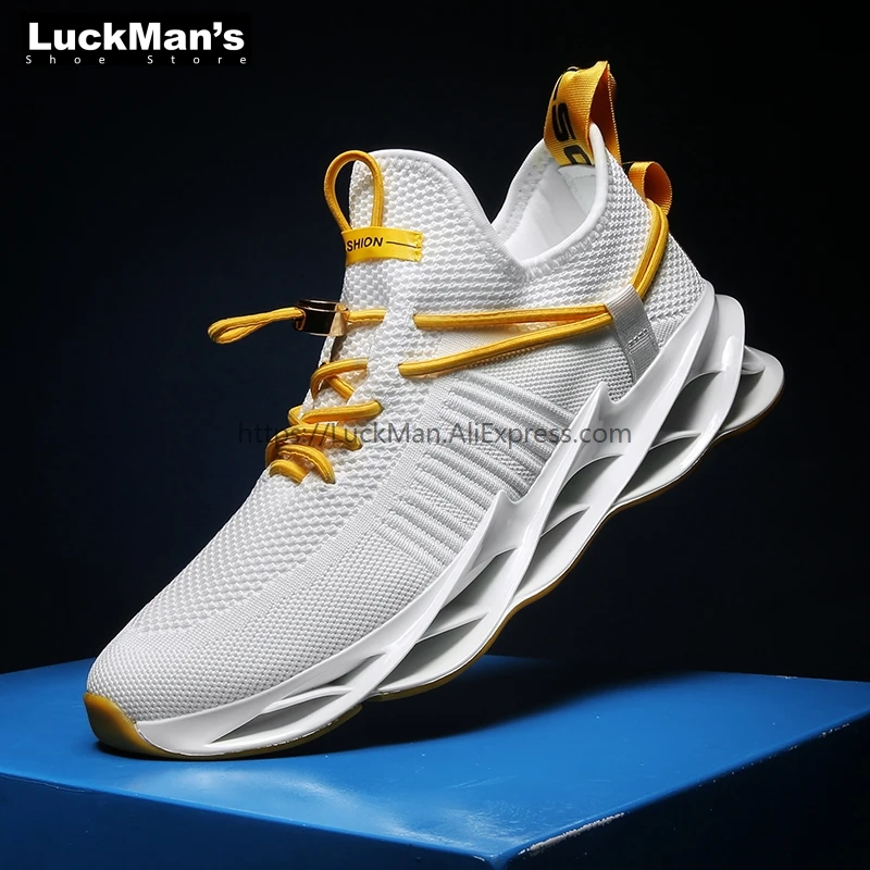 

New Blade Men Running Shoes Shock Absorption Cushion Breathable Lightweight Comfortable Athletic Outdoor Sports Sneakers Walking