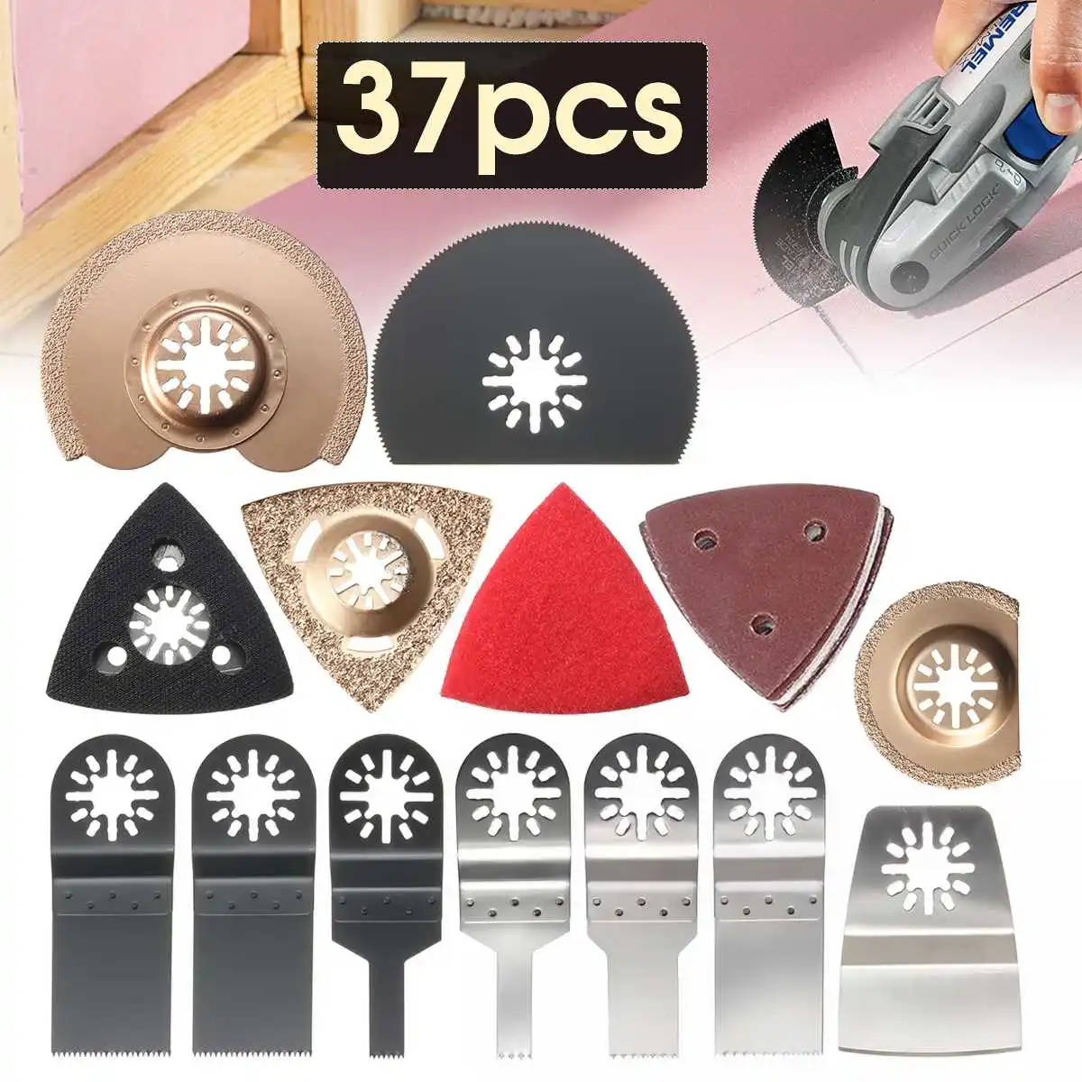 

37pcs Oscillating Multitool Saw Blade Kit Set For FEIN BOS CH Makita Multi Tool B1 Renovator Power Tools Accessories